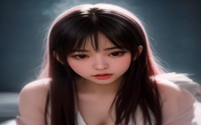 冷白皮肤色女生在明亮窗边自拍，皮肤呈现冷调通透白，自拍色偏冷蓝绿，背景淡雅